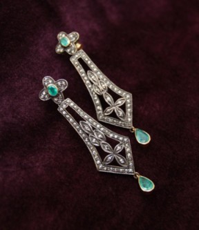 Emerald and Diamond Drop Earrings