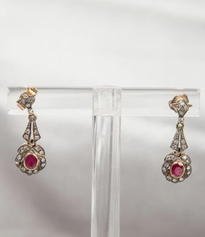 Ruby And Diamond Post Earrings