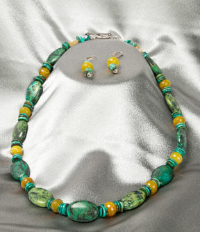 Turquoise and Citrine Necklace Set with Earrings