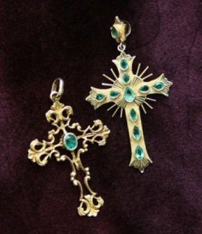 Emerald and Gold Crosses