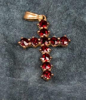 Garnet Cross Pendant