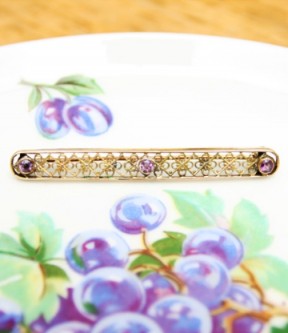 Amethyst and Filigree Bar Pin