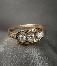 Diamond Ring with Black Enamel