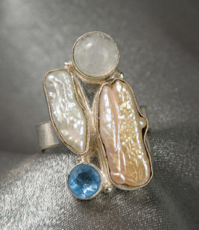 Pearl and Moonstone Ring